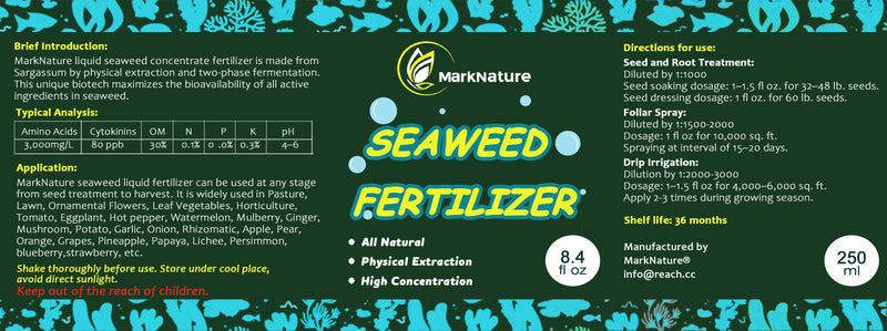 Intensificador de crescimento orgânico de algas marinhas, líquido concentrado por extração física